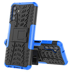 Silikon Hülle Handyhülle und Kunststoff Schutzhülle Hartschalen Tasche mit Ständer JX1 für Samsung Galaxy A13 5G Blau