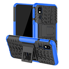 Silikon Hülle Handyhülle und Kunststoff Schutzhülle Hartschalen Tasche mit Ständer JX1 für Samsung Galaxy A2 Core A260F A260G Blau