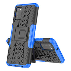 Silikon Hülle Handyhülle und Kunststoff Schutzhülle Hartschalen Tasche mit Ständer JX1 für Samsung Galaxy M02s Blau