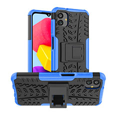 Silikon Hülle Handyhülle und Kunststoff Schutzhülle Hartschalen Tasche mit Ständer JX1 für Samsung Galaxy M13 5G Blau
