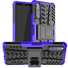 Silikon Hülle Handyhülle und Kunststoff Schutzhülle Hartschalen Tasche mit Ständer JX1 für Sony Xperia 10 III Violett