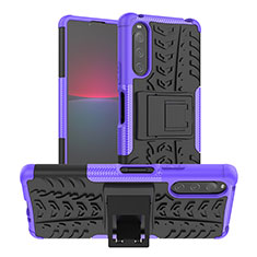 Silikon Hülle Handyhülle und Kunststoff Schutzhülle Hartschalen Tasche mit Ständer JX1 für Sony Xperia 10 V Violett