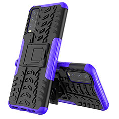 Silikon Hülle Handyhülle und Kunststoff Schutzhülle Hartschalen Tasche mit Ständer JX1 für Vivo Y11s Violett