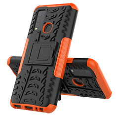 Silikon Hülle Handyhülle und Kunststoff Schutzhülle Hartschalen Tasche mit Ständer JX1 für Vivo Y50 Orange