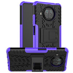 Silikon Hülle Handyhülle und Kunststoff Schutzhülle Hartschalen Tasche mit Ständer JX1 für Xiaomi Mi 10T Lite 5G Violett