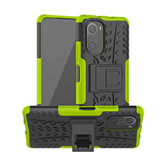Silikon Hülle Handyhülle und Kunststoff Schutzhülle Hartschalen Tasche mit Ständer JX1 für Xiaomi Mi 11X Pro 5G Grün