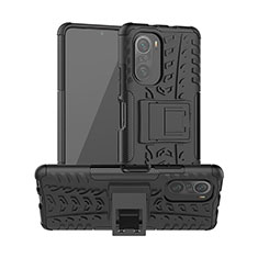 Silikon Hülle Handyhülle und Kunststoff Schutzhülle Hartschalen Tasche mit Ständer JX1 für Xiaomi Mi 11X Pro 5G Schwarz