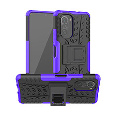 Silikon Hülle Handyhülle und Kunststoff Schutzhülle Hartschalen Tasche mit Ständer JX1 für Xiaomi Mi 11X Pro 5G Violett