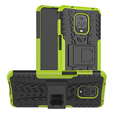 Silikon Hülle Handyhülle und Kunststoff Schutzhülle Hartschalen Tasche mit Ständer JX1 für Xiaomi Poco M2 Pro Grün