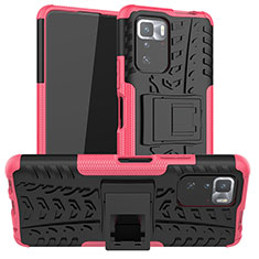 Silikon Hülle Handyhülle und Kunststoff Schutzhülle Hartschalen Tasche mit Ständer JX1 für Xiaomi Poco X3 GT 5G Pink