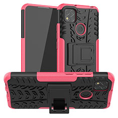 Silikon Hülle Handyhülle und Kunststoff Schutzhülle Hartschalen Tasche mit Ständer JX1 für Xiaomi Redmi 10A 4G Pink