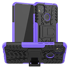Silikon Hülle Handyhülle und Kunststoff Schutzhülle Hartschalen Tasche mit Ständer JX1 für Xiaomi Redmi 10A 4G Violett