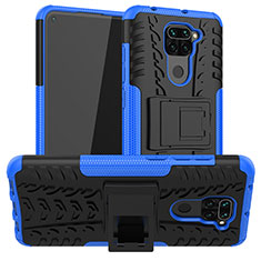 Silikon Hülle Handyhülle und Kunststoff Schutzhülle Hartschalen Tasche mit Ständer JX1 für Xiaomi Redmi 10X 4G Blau