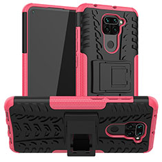 Silikon Hülle Handyhülle und Kunststoff Schutzhülle Hartschalen Tasche mit Ständer JX1 für Xiaomi Redmi 10X 4G Pink