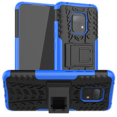 Silikon Hülle Handyhülle und Kunststoff Schutzhülle Hartschalen Tasche mit Ständer JX1 für Xiaomi Redmi 10X 5G Blau