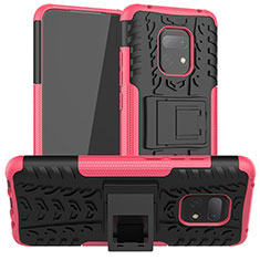 Silikon Hülle Handyhülle und Kunststoff Schutzhülle Hartschalen Tasche mit Ständer JX1 für Xiaomi Redmi 10X 5G Pink
