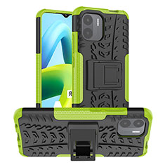 Silikon Hülle Handyhülle und Kunststoff Schutzhülle Hartschalen Tasche mit Ständer JX1 für Xiaomi Redmi A2 Grün