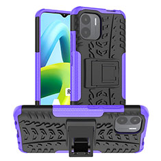 Silikon Hülle Handyhülle und Kunststoff Schutzhülle Hartschalen Tasche mit Ständer JX1 für Xiaomi Redmi A2 Violett