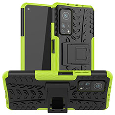 Silikon Hülle Handyhülle und Kunststoff Schutzhülle Hartschalen Tasche mit Ständer JX1 für Xiaomi Redmi K30S 5G Grün
