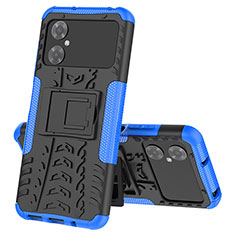 Silikon Hülle Handyhülle und Kunststoff Schutzhülle Hartschalen Tasche mit Ständer JX1 für Xiaomi Redmi Note 11R 5G Blau