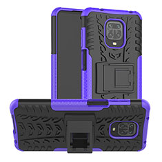 Silikon Hülle Handyhülle und Kunststoff Schutzhülle Hartschalen Tasche mit Ständer JX1 für Xiaomi Redmi Note 9 Pro Violett