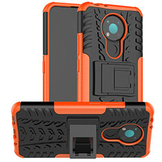 Silikon Hülle Handyhülle und Kunststoff Schutzhülle Hartschalen Tasche mit Ständer JX2 für Nokia 3.4 Orange