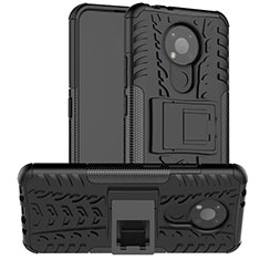 Silikon Hülle Handyhülle und Kunststoff Schutzhülle Hartschalen Tasche mit Ständer JX2 für Nokia 3.4 Schwarz