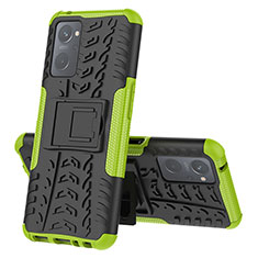 Silikon Hülle Handyhülle und Kunststoff Schutzhülle Hartschalen Tasche mit Ständer JX2 für Realme 9i 4G Grün