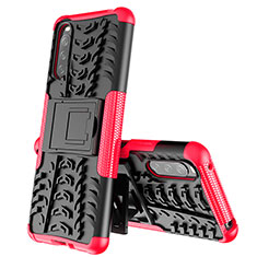 Silikon Hülle Handyhülle und Kunststoff Schutzhülle Hartschalen Tasche mit Ständer JX2 für Sony Xperia 10 III Lite Pink