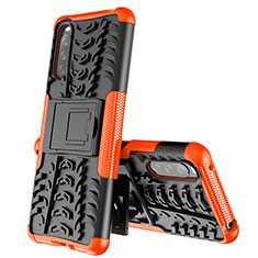 Silikon Hülle Handyhülle und Kunststoff Schutzhülle Hartschalen Tasche mit Ständer JX2 für Sony Xperia 10 III Orange