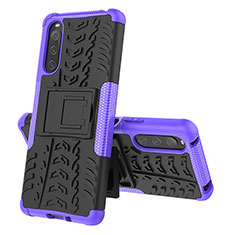 Silikon Hülle Handyhülle und Kunststoff Schutzhülle Hartschalen Tasche mit Ständer JX2 für Sony Xperia 10 IV Violett
