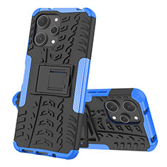 Silikon Hülle Handyhülle und Kunststoff Schutzhülle Hartschalen Tasche mit Ständer JX2 für Xiaomi Redmi 12 4G Blau