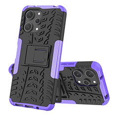 Silikon Hülle Handyhülle und Kunststoff Schutzhülle Hartschalen Tasche mit Ständer JX2 für Xiaomi Redmi 12 4G Violett
