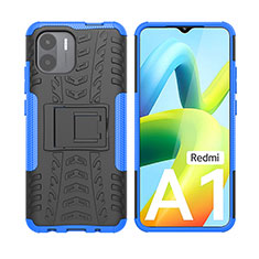 Silikon Hülle Handyhülle und Kunststoff Schutzhülle Hartschalen Tasche mit Ständer JX2 für Xiaomi Redmi A2 Blau