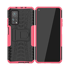 Silikon Hülle Handyhülle und Kunststoff Schutzhülle Hartschalen Tasche mit Ständer JX2 für Xiaomi Redmi K30S 5G Pink