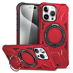 Silikon Hülle Handyhülle und Kunststoff Schutzhülle Hartschalen Tasche mit Ständer K02C für Apple iPhone 14 Pro Max Rot