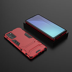 Silikon Hülle Handyhülle und Kunststoff Schutzhülle Hartschalen Tasche mit Ständer KC1 für Samsung Galaxy Note 20 5G Rot