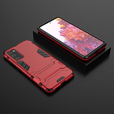 Silikon Hülle Handyhülle und Kunststoff Schutzhülle Hartschalen Tasche mit Ständer KC1 für Samsung Galaxy S20 FE 5G Rot