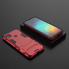Silikon Hülle Handyhülle und Kunststoff Schutzhülle Hartschalen Tasche mit Ständer KC1 für Xiaomi Redmi 9 India Rot
