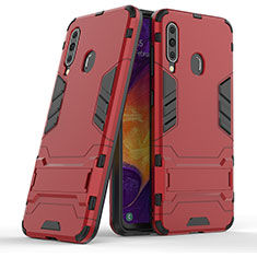 Silikon Hülle Handyhülle und Kunststoff Schutzhülle Hartschalen Tasche mit Ständer KC2 für Samsung Galaxy M40 Rot