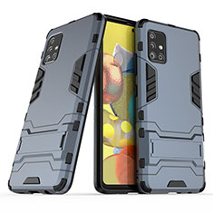 Silikon Hülle Handyhülle und Kunststoff Schutzhülle Hartschalen Tasche mit Ständer KC3 für Samsung Galaxy A51 5G Blau