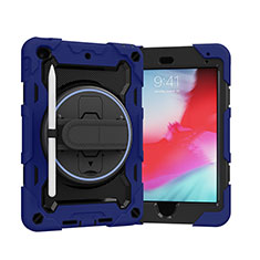 Silikon Hülle Handyhülle und Kunststoff Schutzhülle Hartschalen Tasche mit Ständer L01 für Apple iPad Mini 4 Blau