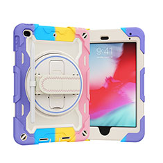 Silikon Hülle Handyhülle und Kunststoff Schutzhülle Hartschalen Tasche mit Ständer L01 für Apple iPad Mini 4 Violett