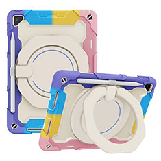Silikon Hülle Handyhülle und Kunststoff Schutzhülle Hartschalen Tasche mit Ständer L01 für Apple New iPad 9.7 (2018) Violett