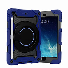Silikon Hülle Handyhülle und Kunststoff Schutzhülle Hartschalen Tasche mit Ständer L02 für Apple iPad Mini 5 (2019) Blau