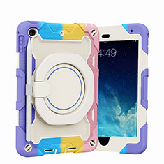 Silikon Hülle Handyhülle und Kunststoff Schutzhülle Hartschalen Tasche mit Ständer L02 für Apple iPad Mini 5 (2019) Violett