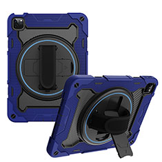 Silikon Hülle Handyhülle und Kunststoff Schutzhülle Hartschalen Tasche mit Ständer L02 für Apple iPad Pro 11 (2020) Blau