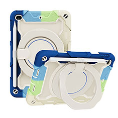 Silikon Hülle Handyhülle und Kunststoff Schutzhülle Hartschalen Tasche mit Ständer L03 für Apple iPad Mini 4 Hellblau