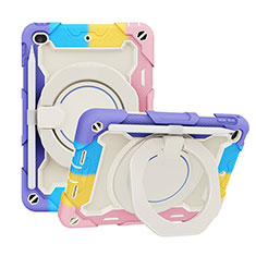Silikon Hülle Handyhülle und Kunststoff Schutzhülle Hartschalen Tasche mit Ständer L03 für Apple iPad Mini 4 Violett