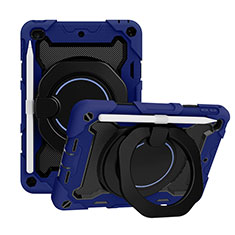 Silikon Hülle Handyhülle und Kunststoff Schutzhülle Hartschalen Tasche mit Ständer L03 für Apple iPad Mini 5 (2019) Blau